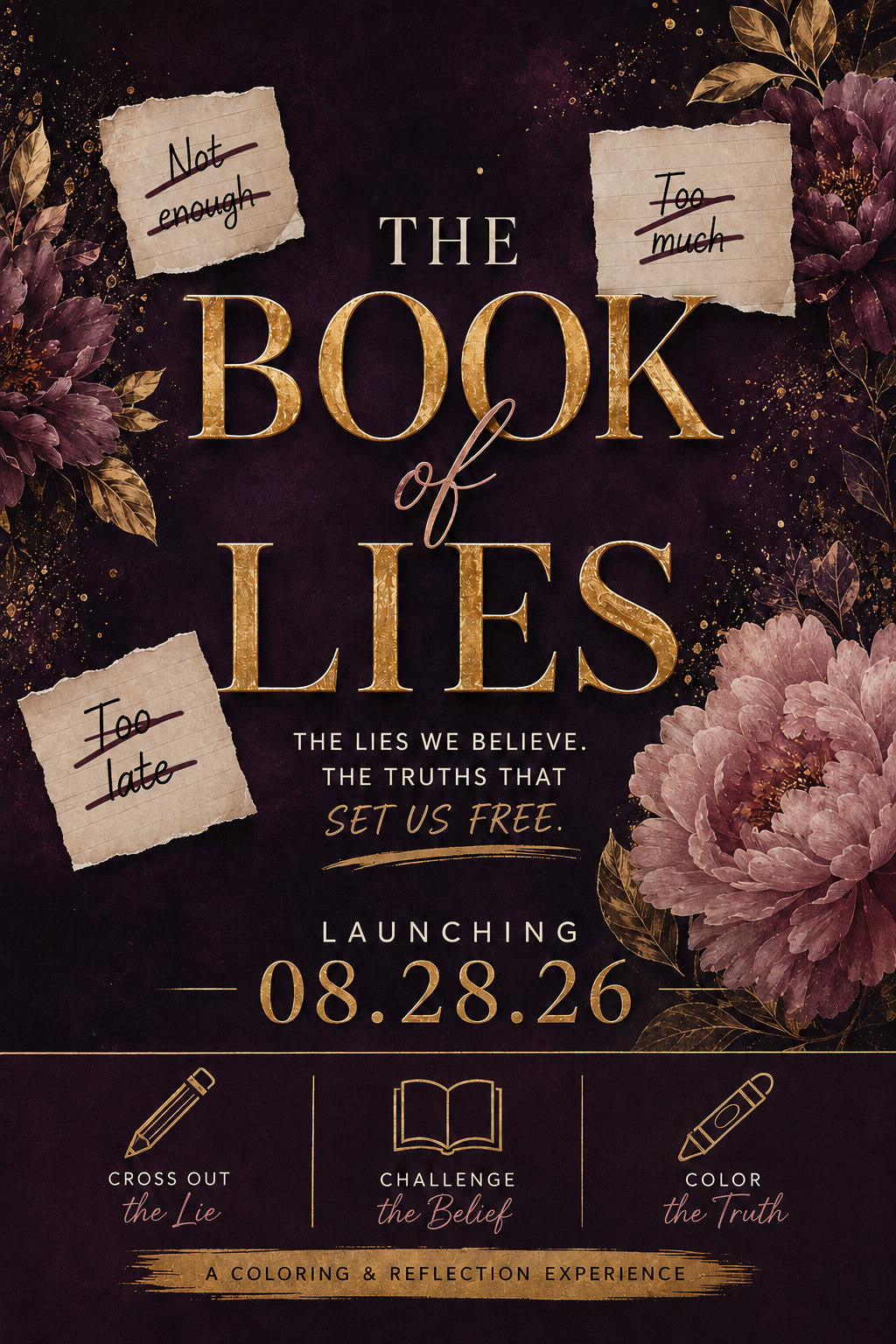 The Book of Lies — the lies we believe, the truths that set us free. A coloring and reflection experience — available now.